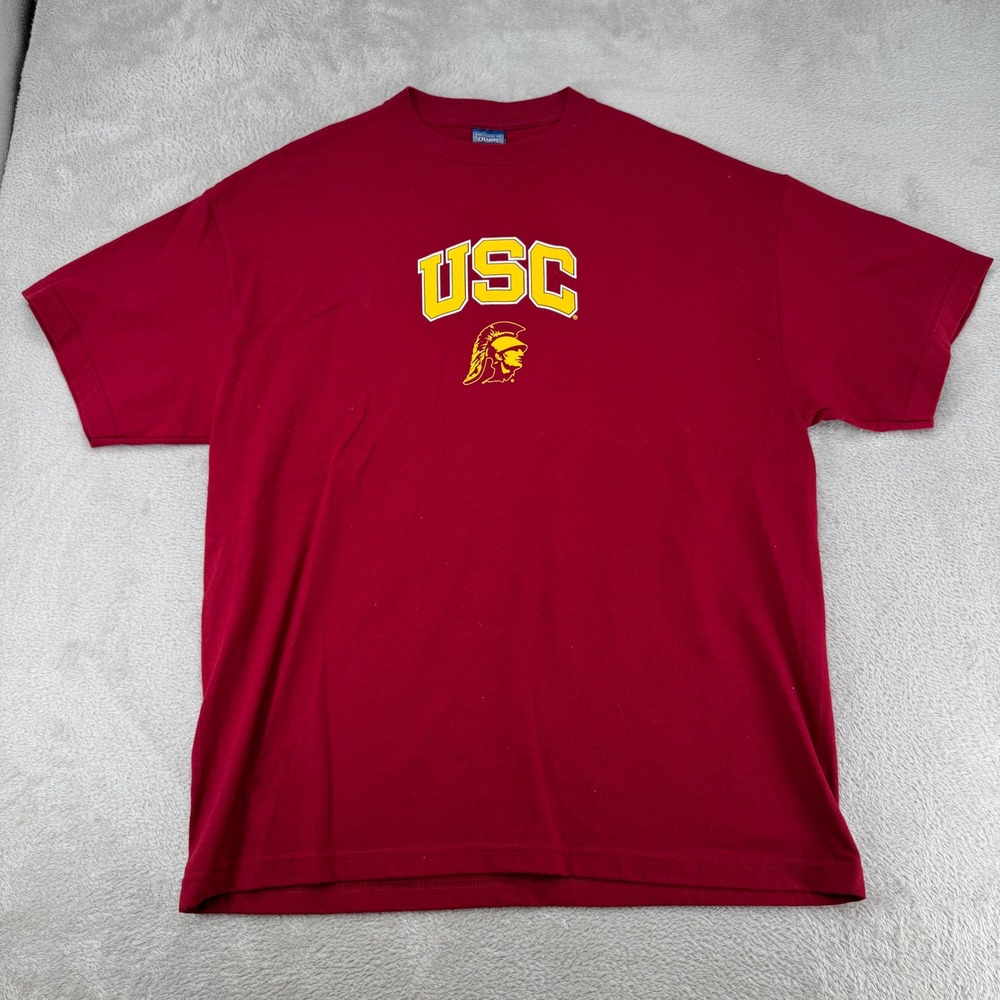 Champs Sports Mens USC Trojans‎ T-Shirt Large Red Preowned NCAA College Graphic
